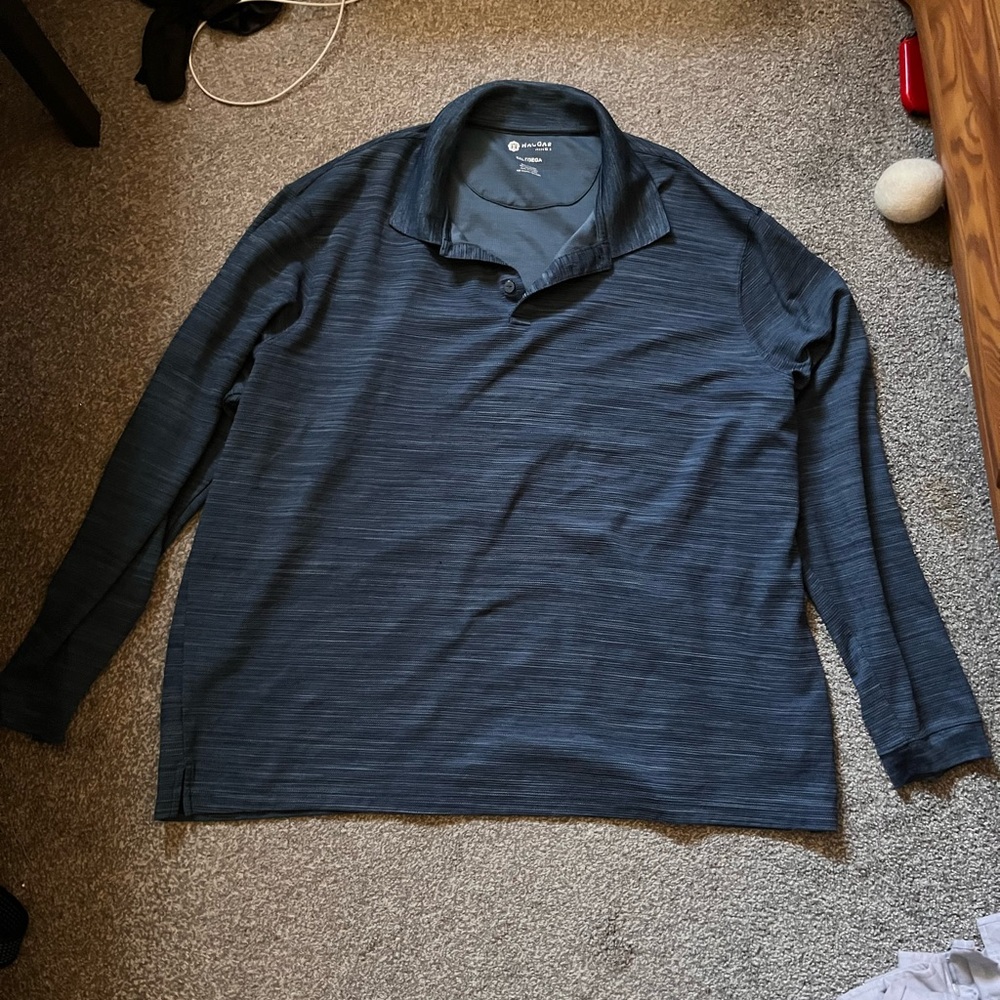 Men's Haggar 3XLT Blue Long Sleeve Polo Shirt Big & Tall